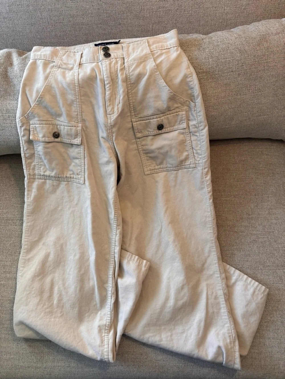 Ralph Lauren Cargo Pants Youth 14 Beige Wide Leg Utility 100% Cotton Kids Unisex